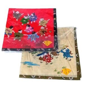 Two NEW Colorful 100% Cotton Chinese Kerchief Squares 18" x 18"